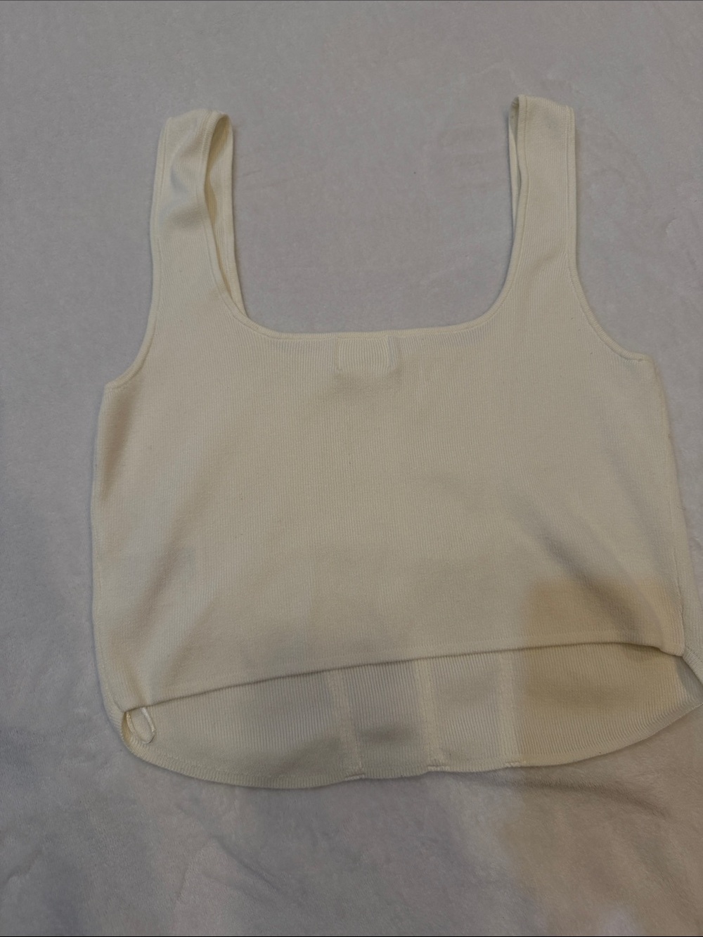 H&M Cream Ribbed Square-Neck Tank - Picture 3 of 3